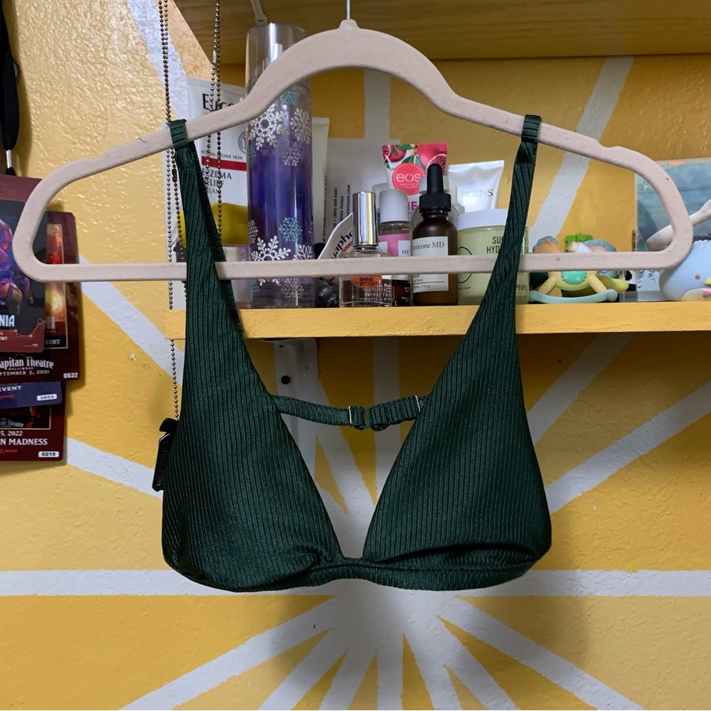 Aerie Ribbed Metallic Swimsuit Triangle Bikini Top Size XS - Picture 1 of 6